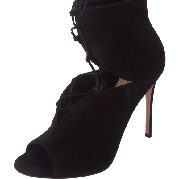 Gianvito Rossi Black suede peep-toe ankle boots 39 - Picture 8 of 8